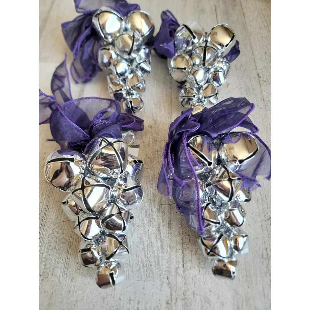 Pottery Barn RARE jingle bell cluster set Xmas ornament grapevine metal unique